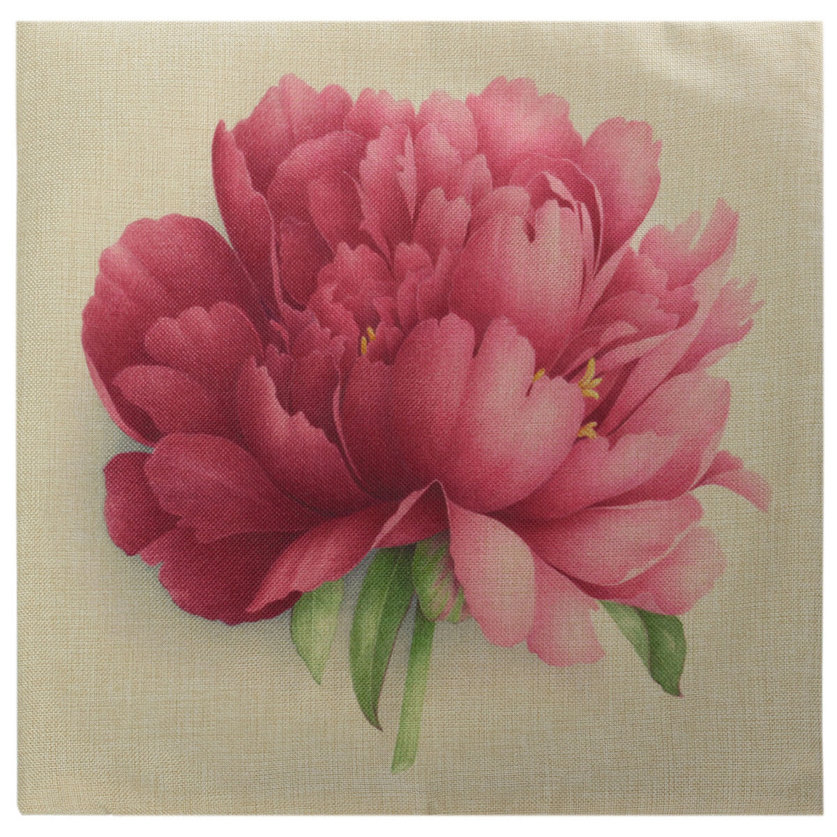 10Pcs Square Flowers Rose Cotton Linen Throw Pillow Cover Cushion Case Sofa Bed Decor - intl