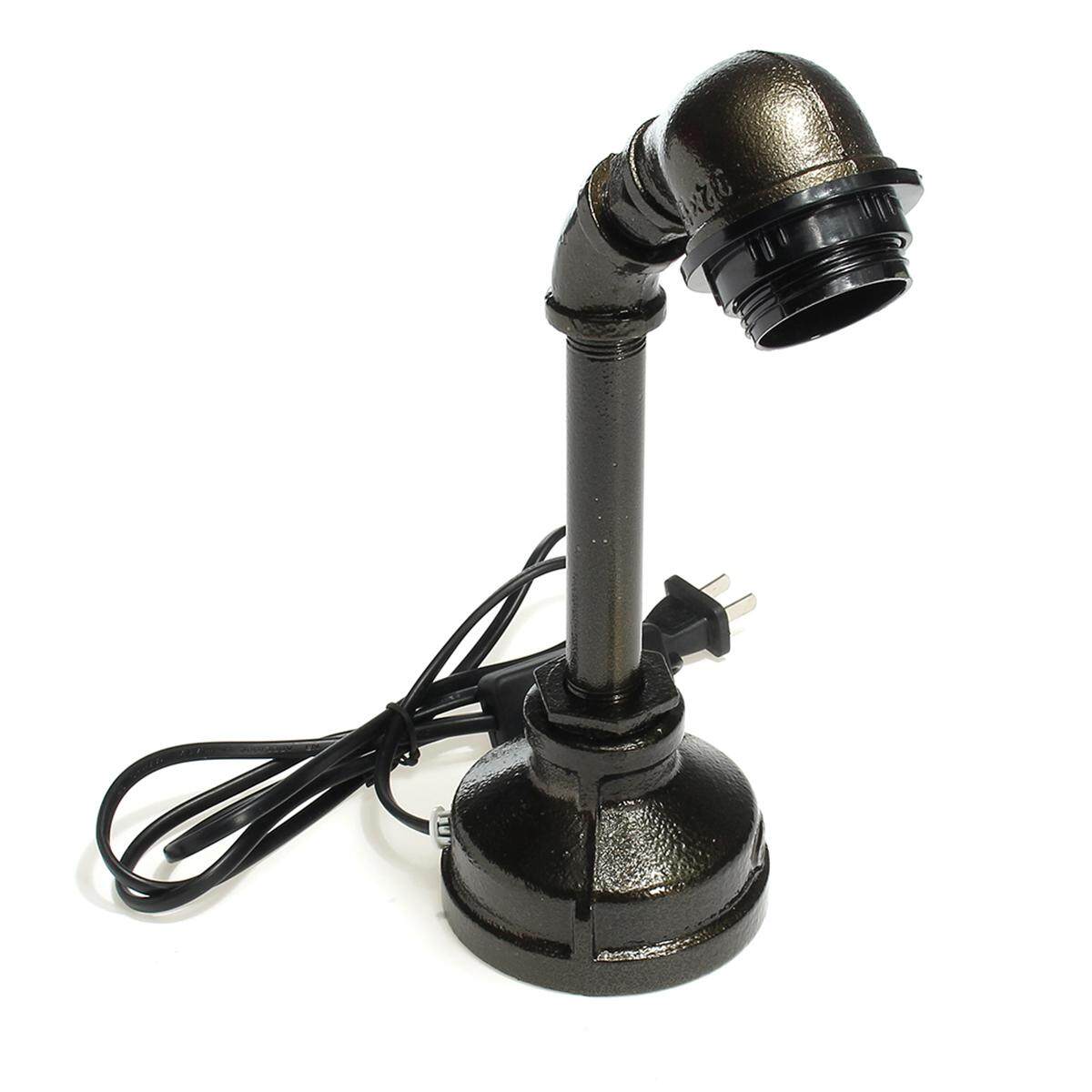 110-240V E27 Vintage Industrial Retro Iron Pipe Desk Table Lamp Light Fixture Black without bulb - intl