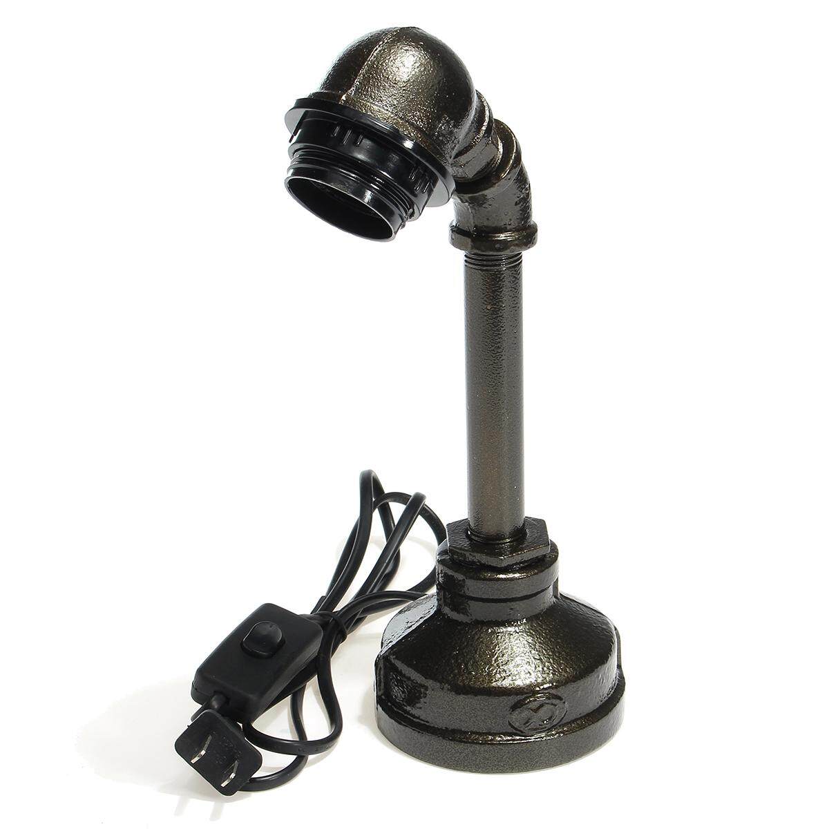 110-240V E27 Vintage Industrial Retro Iron Pipe Desk Table Lamp Light Fixture Black without bulb - intl