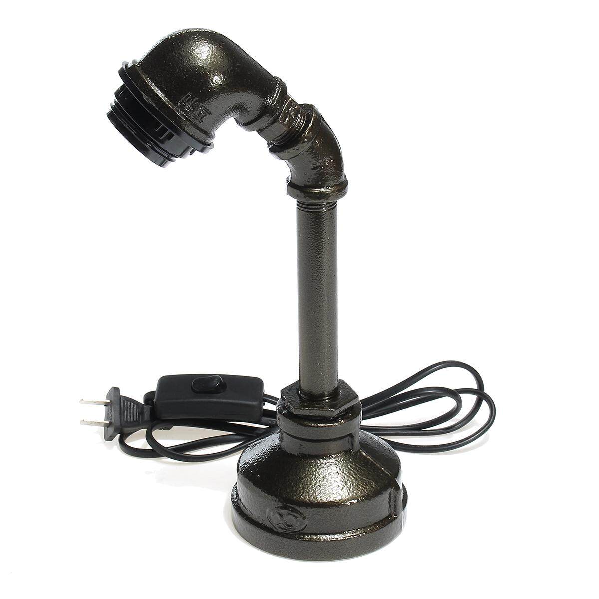 110-240V E27 Vintage Industrial Retro Iron Pipe Desk Table Lamp Light Fixture Black without bulb - intl