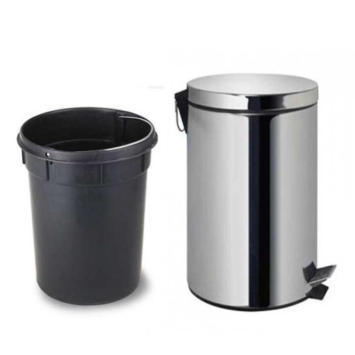 12L Stainless Steel Dustbin with Foot Pedal Litter Bin ...