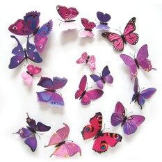 12PCS 3D PVC Magnet Butterflies DIY Wall Sticker Home Decor Purplish RedMYR8. MYR 8