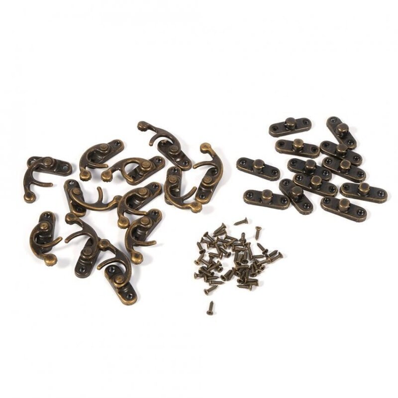 Qianmei 12X Antique Decorative Jewelry Gift Wine Wooden Box Hasp Latch Hook With Screws