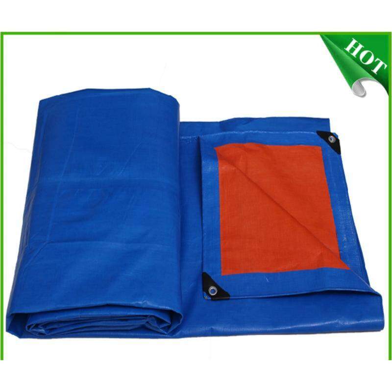 15 x 21 Blue/Orange Waterproof Protection PE Canvas Sheet - Multicolor