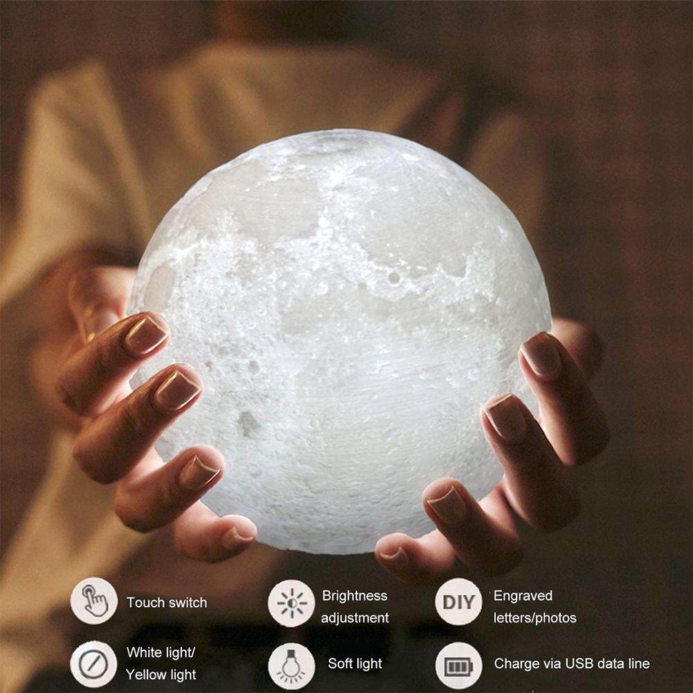 15cm 3D USB LED Magical Moon Night Light Moonlight Table Desk Moon Lamp Gift - intl