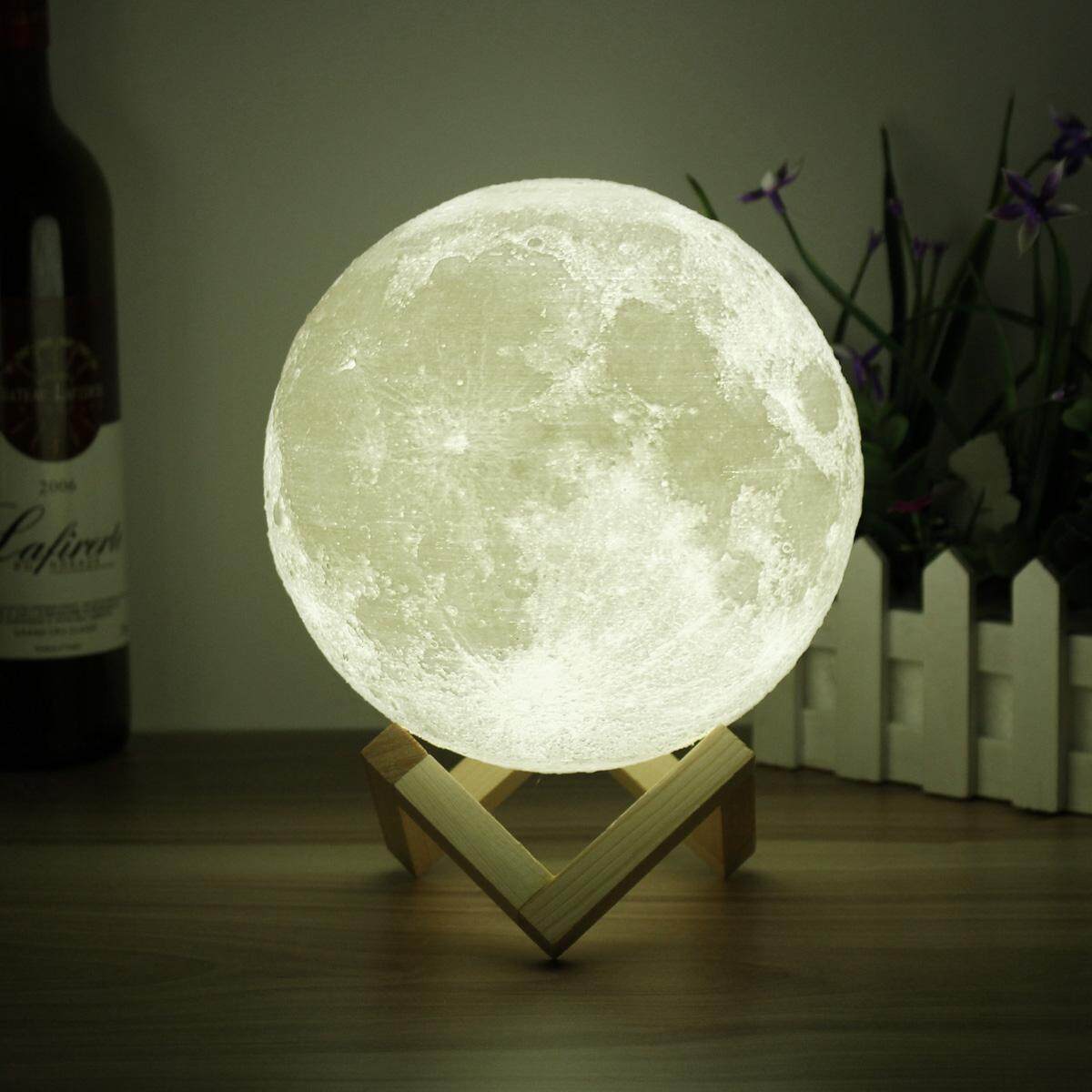 15cm 3D USB LED Magical Moon Night Light Moonlight Table Desk Moon Lamp Gift - intl