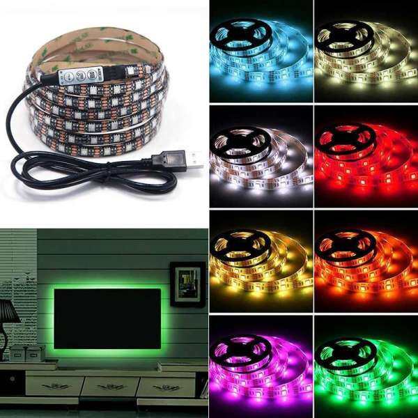 1.5M Waterproof USB RGB LED Light Strip Colorful Tape Lamp TV Background Decor