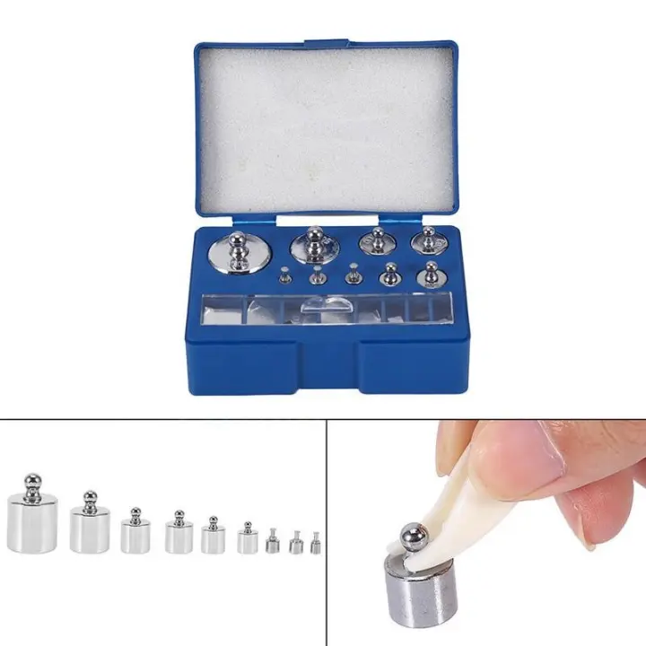 Silver 17Pcs 211.1g General Laboratory 10mg-100g Precision Weight Calibration Weight Set No.45 Steel for Jewelry Scale with Plastic Storage Case and Tweezer