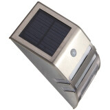 2 LED Solar Stainless Sun Powered PIR Motion Sensor Garden Yard Wall Light Lamp Warm light