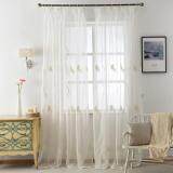 2 PCS 150X260cm Embroidered sheer Christmas design white tulle curtain