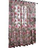 2 Pcs Curtain Peony Flower Windows Panel Living Room Bedroom Curtains color:beige size:3