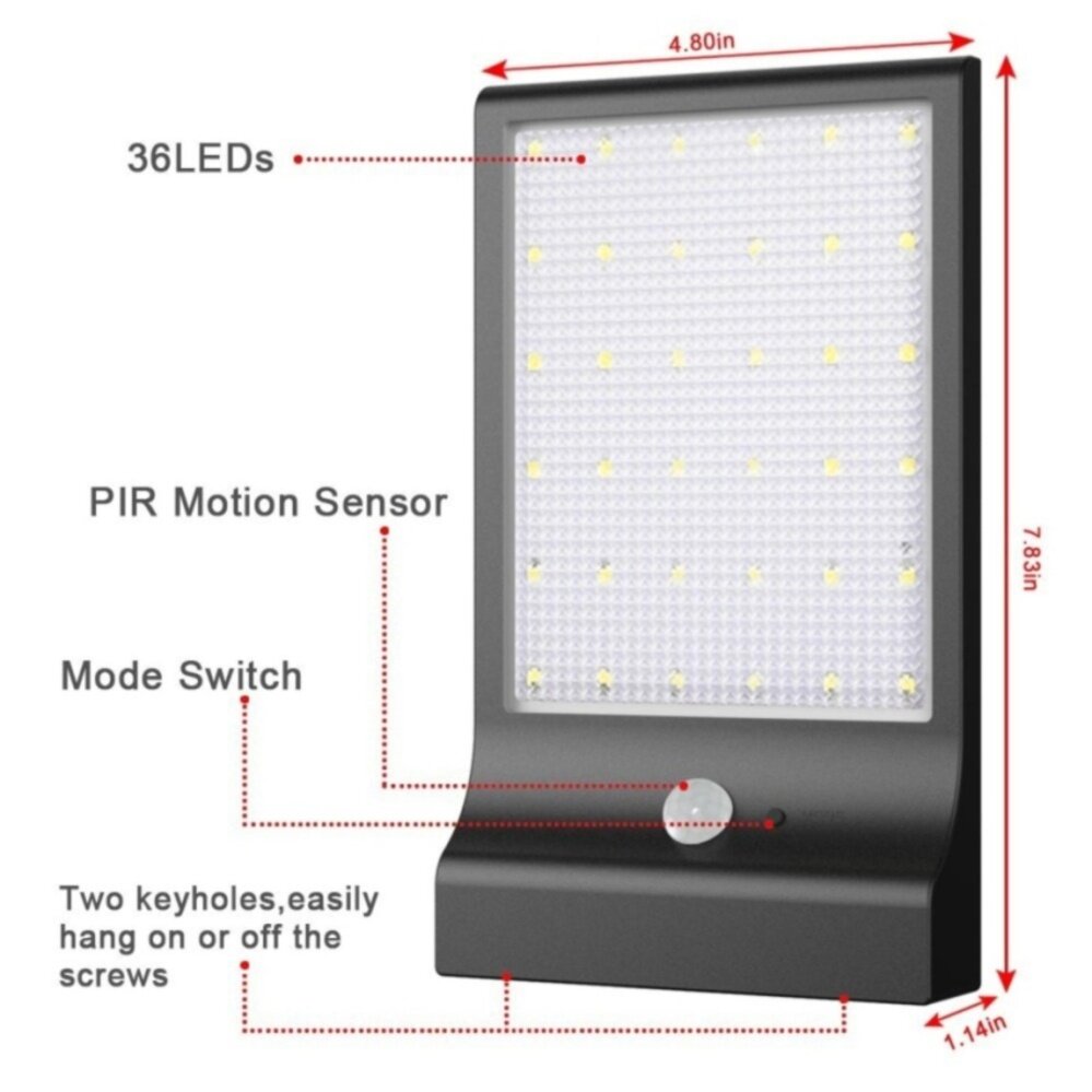 2 chiếc Chống Nước 36 ĐÈN LED Năng Lượng Mặt Trời Ngoài Trời CẢM BIẾN Chuyển Động Ánh Sáng Gắn Cực Cảm Biến Năng Lượng Mặt Trời Sân Vườn 4 Làm Việc chế độ Phù Hợp Với Gia Đình