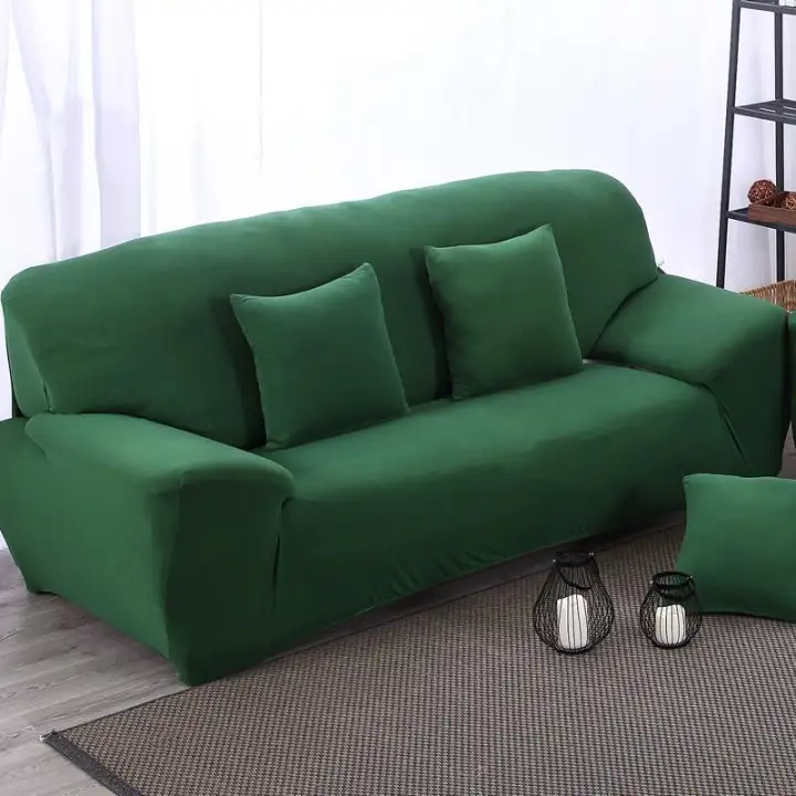 2 Seater Solid Sofa Cover Big Elasticity 100 Polyester Spandex