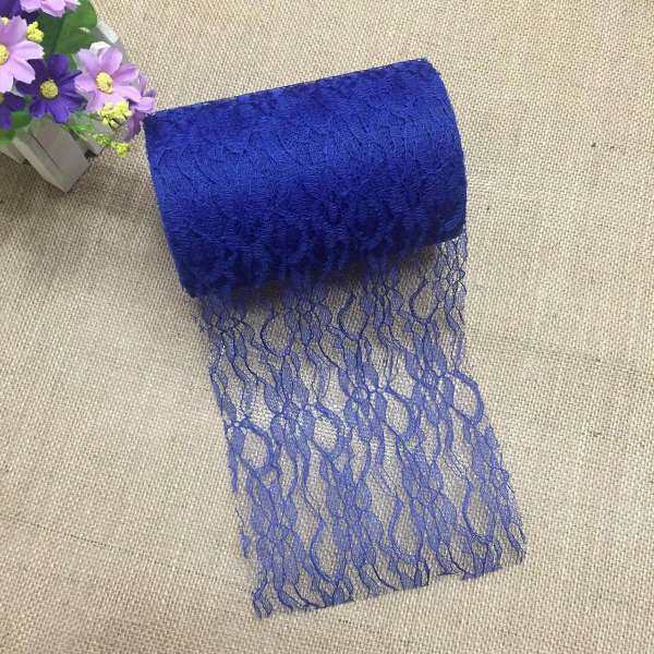 22M Lace Table Runner Roll Vintage Wedding Party Banquet Chair Sash Decoration Dark Blue - intl