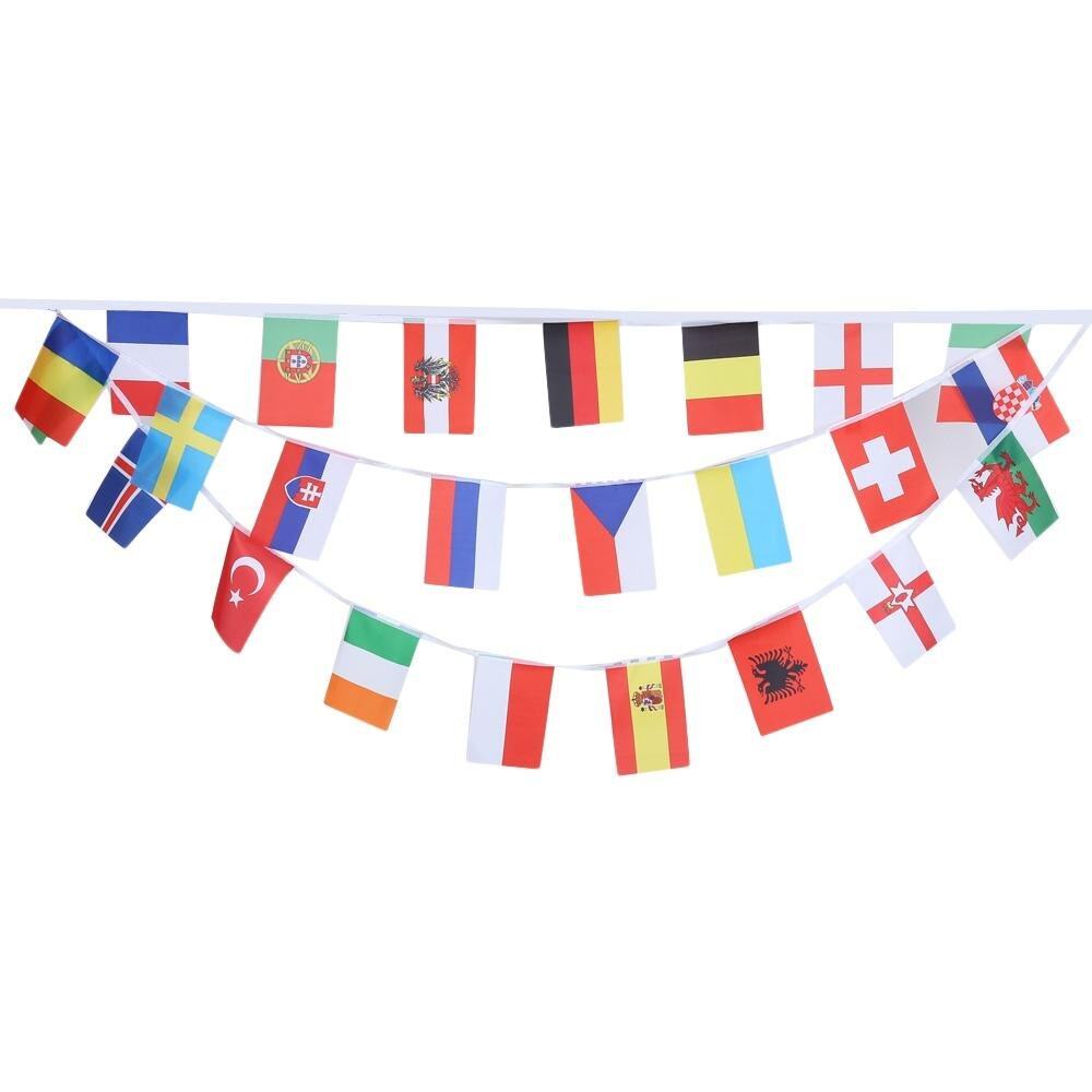 STAY SOUTH 24pcs String Hanging Flags Banner for 2016 France Football Euro Cup - 14 x 21cm - intl
