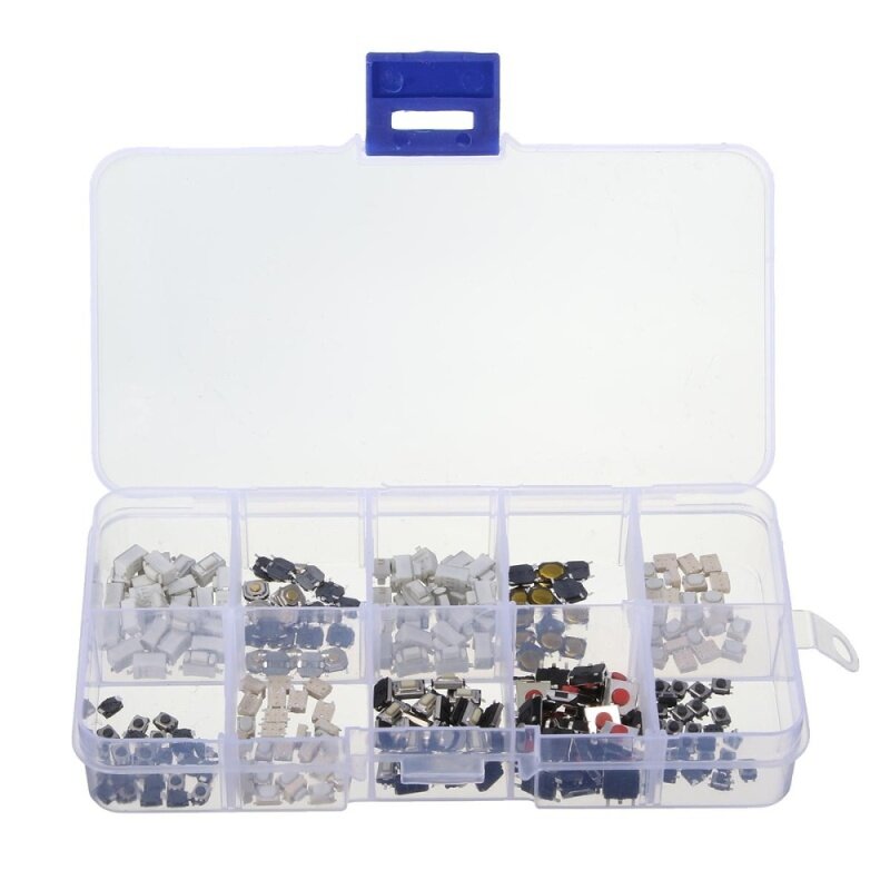 250pcs 10 Types Tactile Push Switch Car Keys Remote Button Microswitch + Box