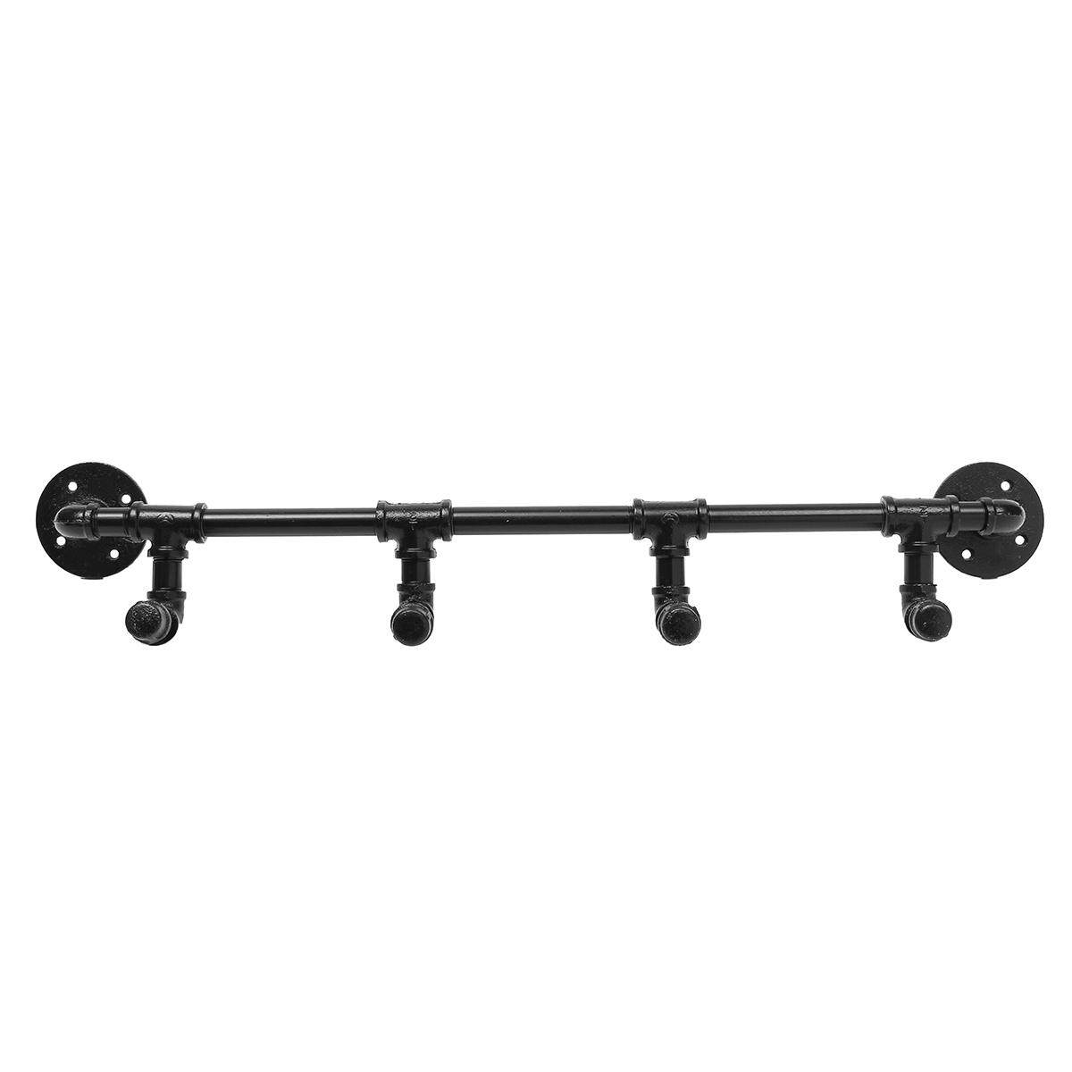 28\" 4 Hooks Wall Mounted Industrial Steampunk Iron Pipe Coat Rack Towel Hanger - intl