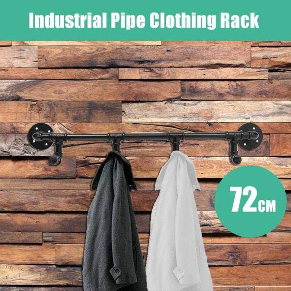 28\" 4 Hooks Wall Mounted Industrial Steampunk Iron Pipe Coat Rack Towel Hanger - intl