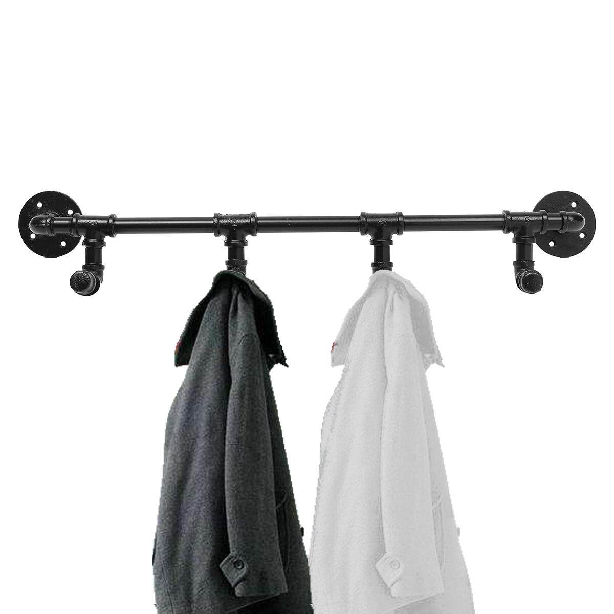 28\" 4 Hooks Wall Mounted Industrial Steampunk Iron Pipe Coat Rack Towel Hanger - intl