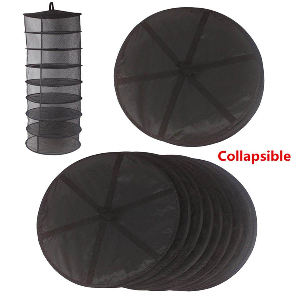 2FT 8 Layer Black Collapsible Hydroponic Mesh Plant Bud Drying Hanging Rack Nets - intl