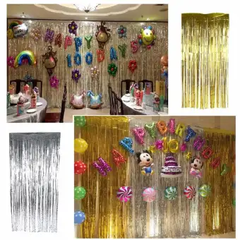 2m Metallic Foil Curtain Wedding Decor Backdrop Curtain For Christmas Halloween Birthday Party Decorations Kids Supplies