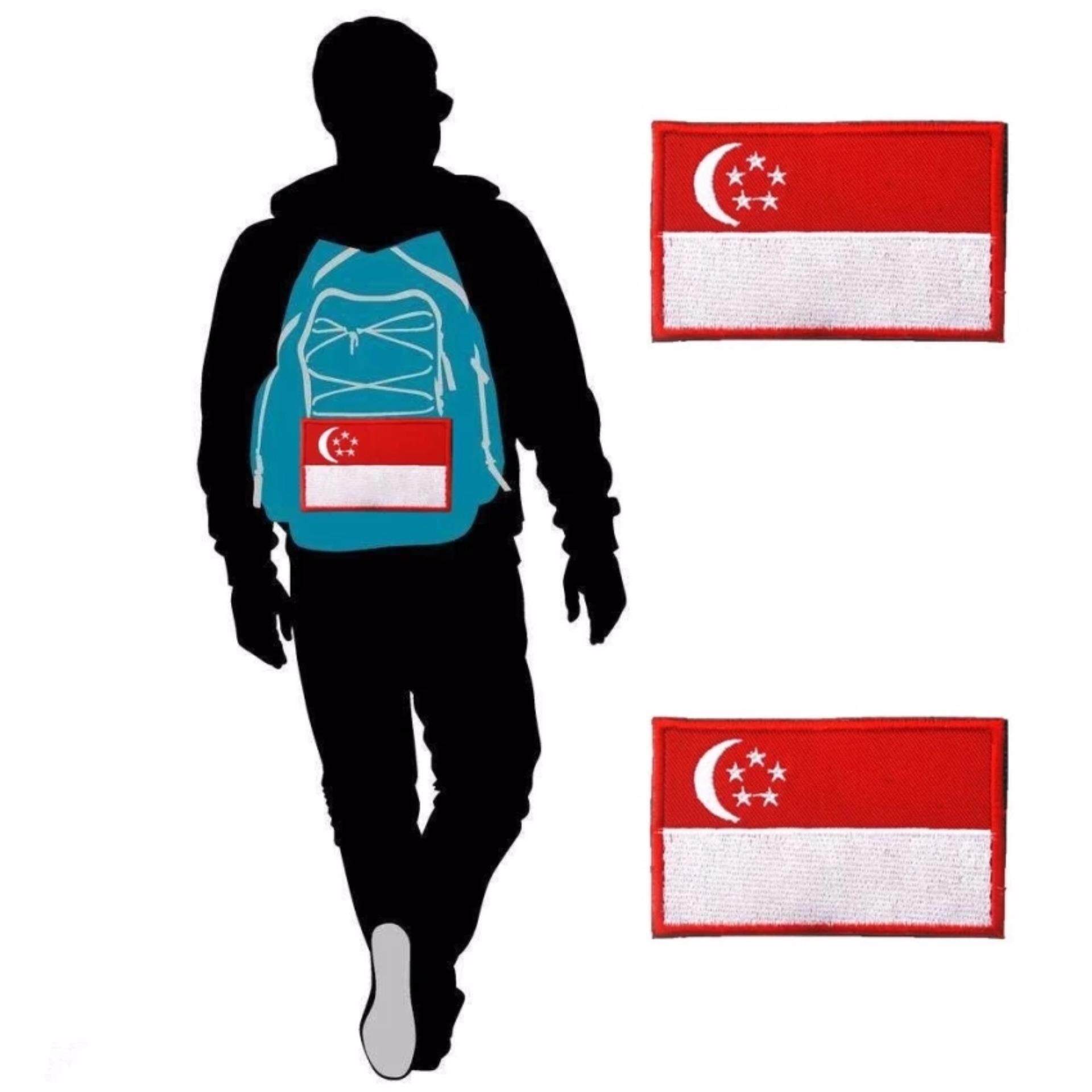 2 Bungkus Singapura Bendera Bordir Stiker Singaporeiron Di Jahit Di Nasional Emblem Aisa-Internasional