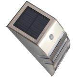 2pcs 2 LED Solar Stainless Sun Powered PIR Motion Sensor Garden Yard Wall Light Lamp Warm light