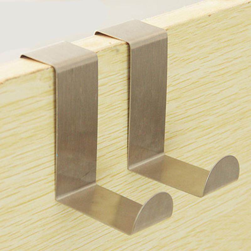 2Pcs Creative Color Z Type Stainless Steel Non-scratch Over Door Back Hanger Hook Rack Color:Silver