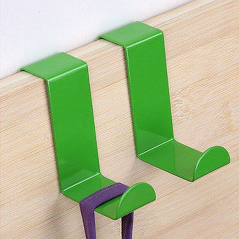 2pcs Over Door Hook Coat Hooks Rack Heavy Duty Reversible Brushed Stainless Steel Green