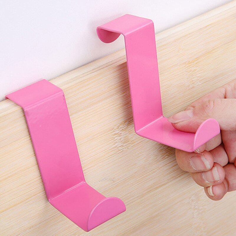 2pcs Over Door Hook Stainless Kitchen Cabinet Clothes Hanger Organizer Holder Rose