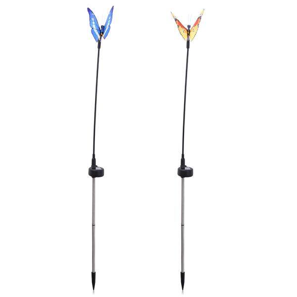 2pcs Solar Powered RGB LED Fiber Optic Butterfly Light Outdoor Color-changing Lawn Lamp - intl