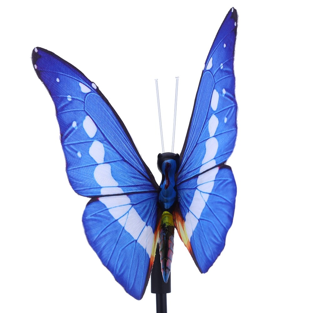 2pcs Solar Powered RGB LED Fiber Optic Butterfly Light Outdoor Color-changing Lawn Lamp - intl