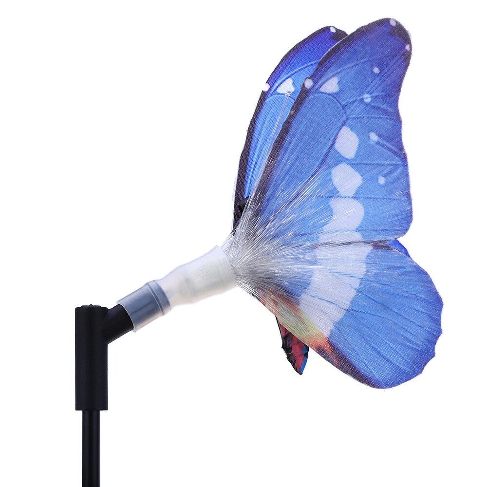 2pcs Solar Powered RGB LED Fiber Optic Butterfly Light Outdoor Color-changing Lawn Lamp - intl