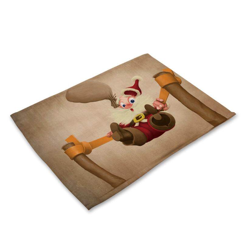 2pcs Table Linen Bowl Fork Placemat Mat Decoration Home Party Christmas Santa Claus quare 43*32cm Placemats For Dining Table - intl