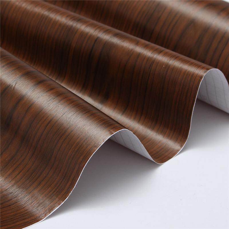 2PCS Wall Wood Grain Mural Decal Self Adhesive PVC Wallpaper Film Sticker Decor 10M Dark Coffee - intl