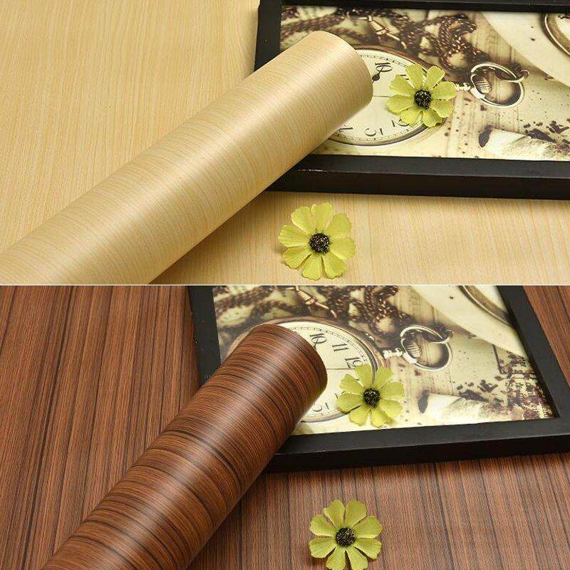 2PCS Wall Wood Grain Mural Decal Self Adhesive PVC Wallpaper Film Sticker Decor 10M Dark Coffee - intl