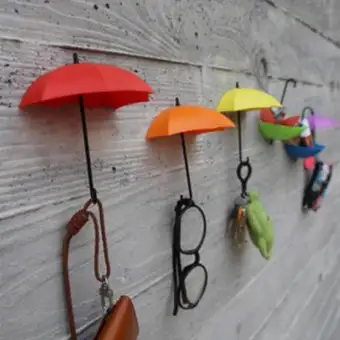 3 Pcs Colorful Umbrella Wall Hook Key Glasses Wallet Hair Pin