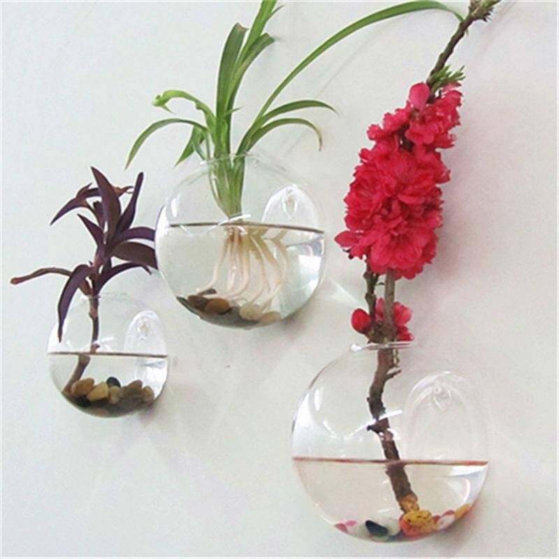 Catwalk 3 Pcs Semicircular Wall Hanging Glass Vase Hydroponic Terrarium Fish Tank Plant Flower Vases