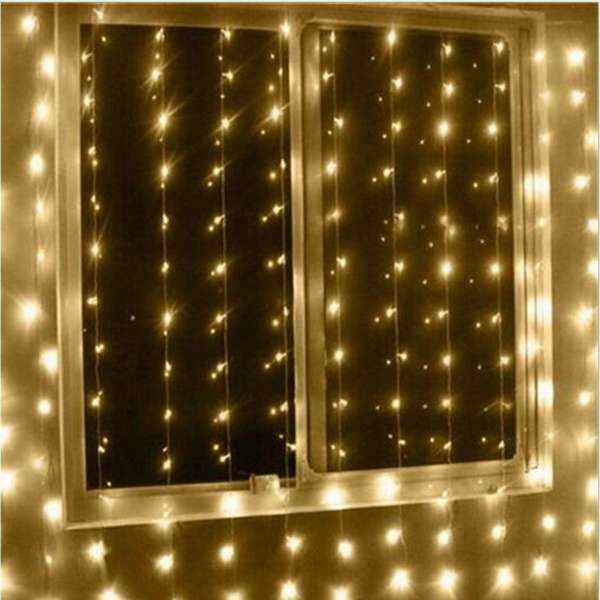 300LED Window Curtain Icicle Lights String Fairy Light Wedding Party Home Garden # Warm light