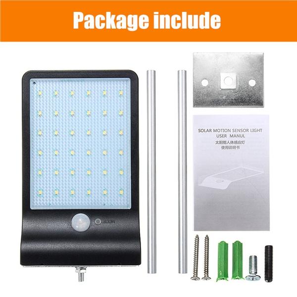 36-LED Solar Powered Motion Sensor Garden Security Lamp Outdoor Waterproof Light Black - intl