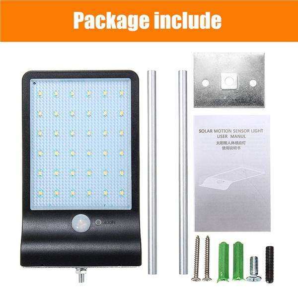 36-LED Solar Powered Motion Sensor Garden Security Lamp Outdoor Waterproof Light Black - intl