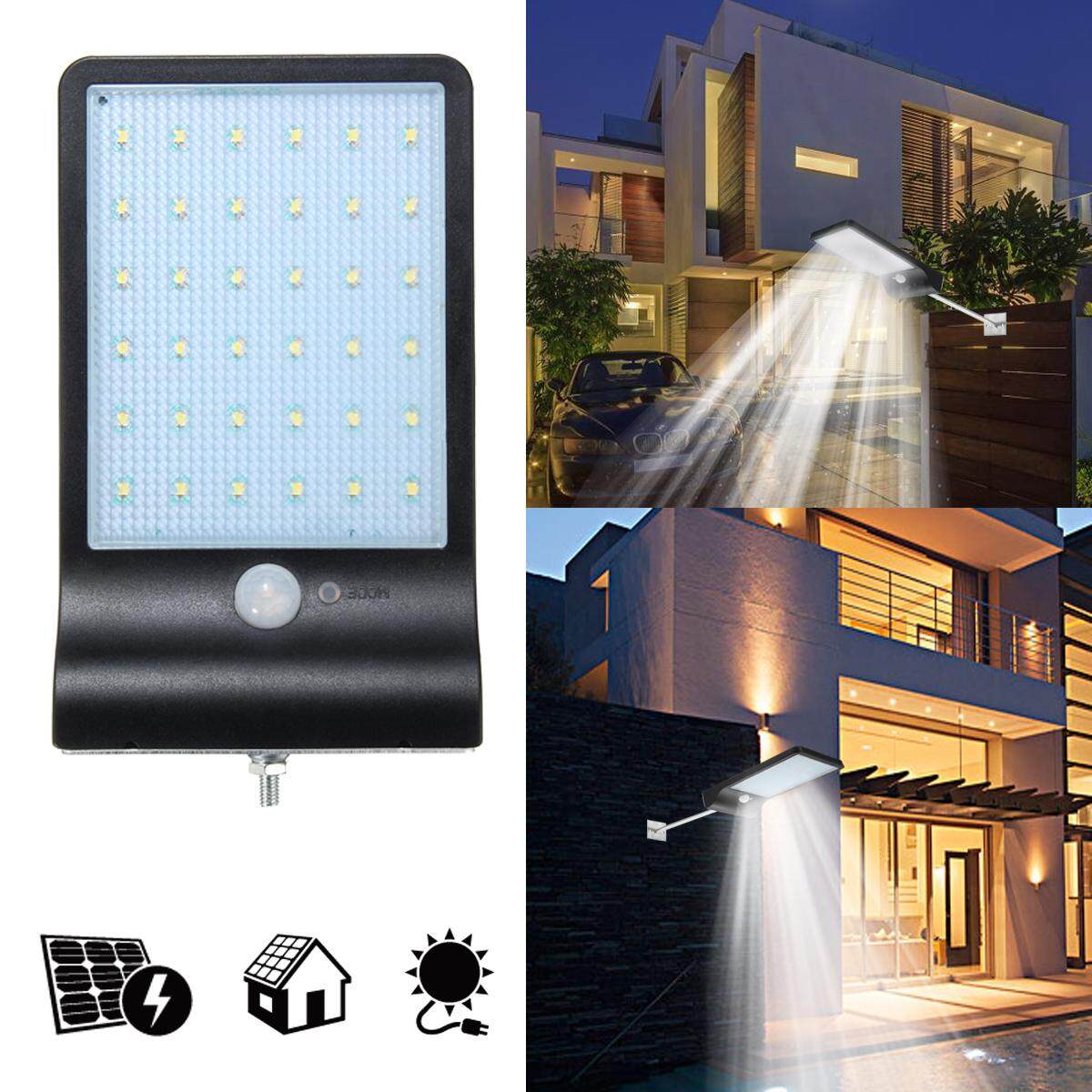 36-LED Solar Powered Motion Sensor Garden Security Lamp Outdoor Waterproof Light Black - intl