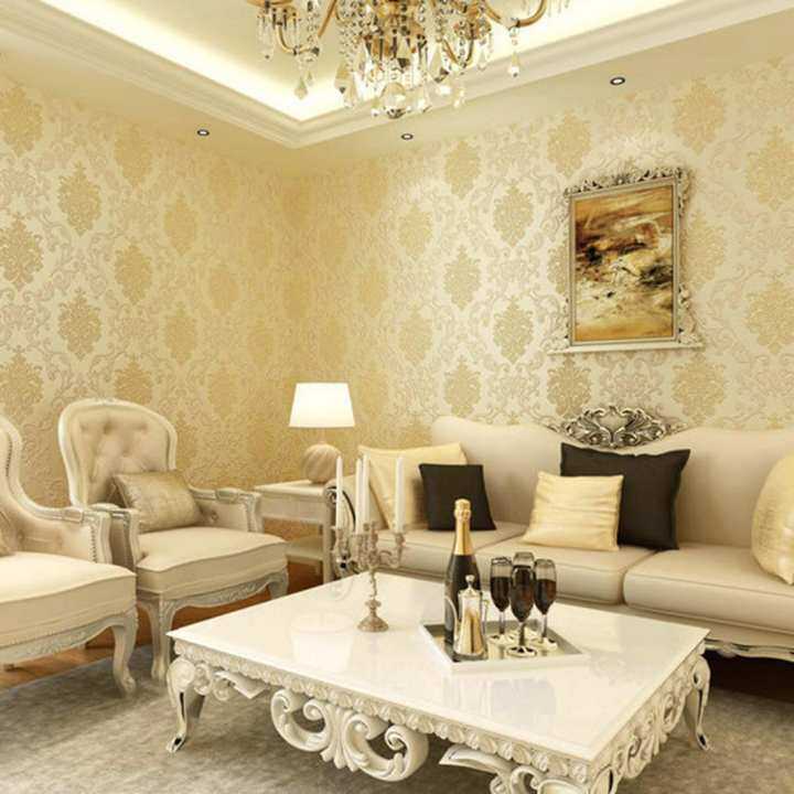 360DSC 10M Nonwovens Simple European Style 3D Wallpaper Crochet Stickers Decal Wall Paper Roll - Beige