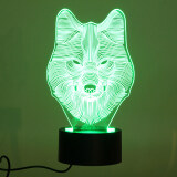 3D Animal Wolf Night Light 7 Colors Changing LED Desk Table Lamp Xmas Gift Decor