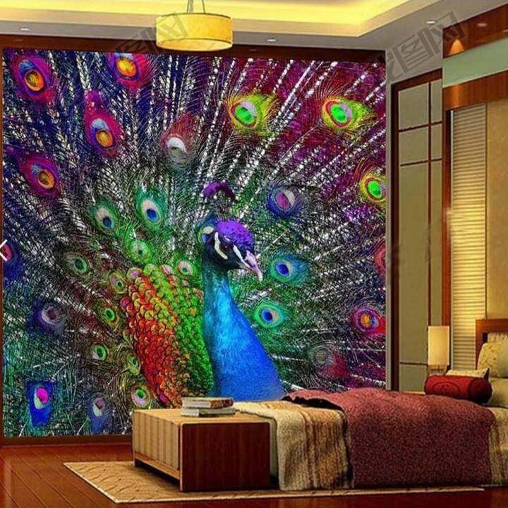 3D Colorful Peacock Open Screen Photo Wallpaper Murals for ...
