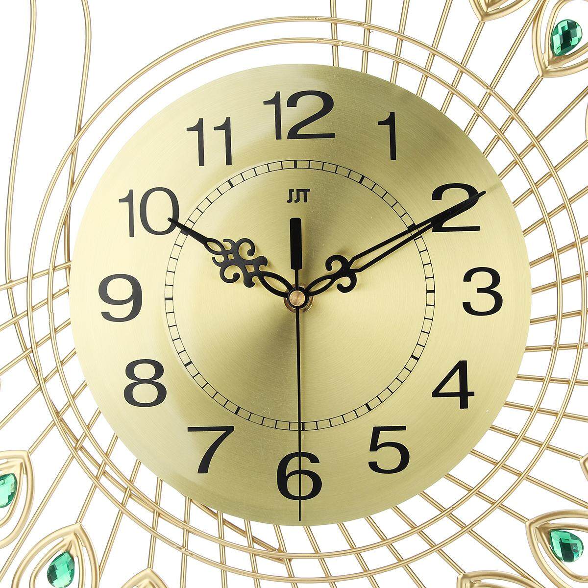 3D DIY Large Wall Clock Home Modern Decoration Creative Gold Peacock Art Decals - intl