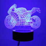 3D Motorcycle LED Table Lamp Visual Night Lights Wooden Base Remote Control Gift