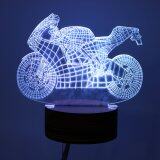 3D Motorcycle LED Table Lamp Visual Night Lights Wooden Base Remote Control Gift