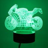 3D Motorcycle LED Table Lamp Visual Night Lights Wooden Base Remote Control Gift