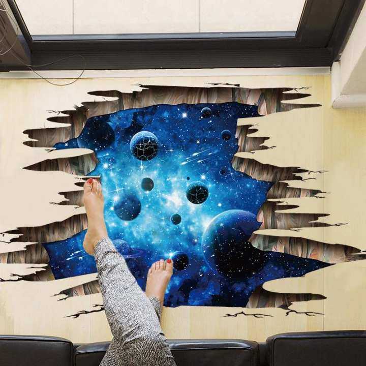 3D Removable Wall Stickers Blue Planets Wall Mural Decals for kids Living Room PVC House Wallpaper Art Decoration